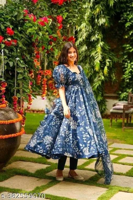 MISS CLOTHING Anarkali Gown(Blue)