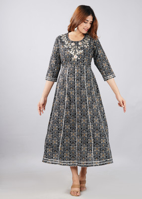 KGN Women Embellished Anarkali Kurta(Black)
