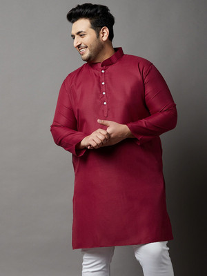 bigbanana Men Solid Straight Kurta(Maroon)