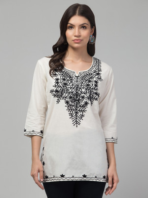 VESTIYAPLUS Women Embroidered Straight Kurta(Light Blue)