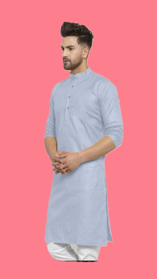 VINAARI Men Solid A-line Kurta(Grey)
