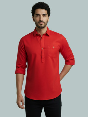 Vida Loca Men Solid A-line Kurta(Red)