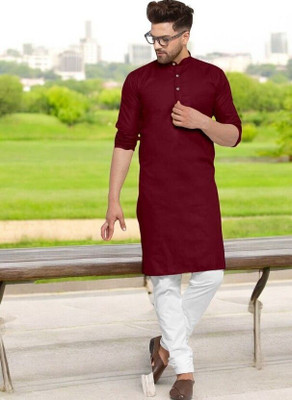 Rashmi Genz Men Printed Straight Kurta(Maroon)