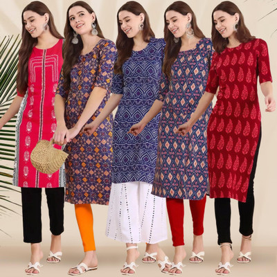 1 Stop Fashion Women Printed A-line Kurta(Multicolor)