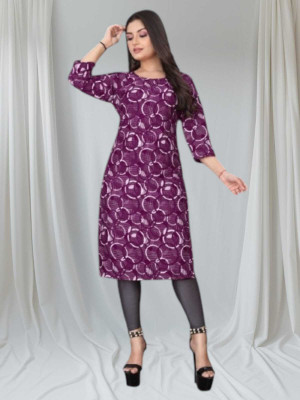 SUMITA SAREE Women Printed Straight Kurta(Purple)