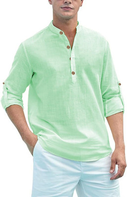 EDIN ENTERPRISES Men Solid Straight Kurta(Beige)