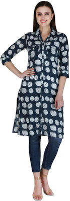NeeloKurtis Women Self Design Straight Kurta(Blue)