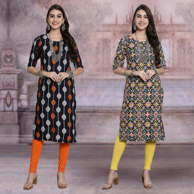 Moda Rapido Women Printed Straight Kurta(Multicolor)