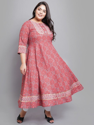 Yash Gallery Women Floral Print Anarkali Kurta(Maroon)
