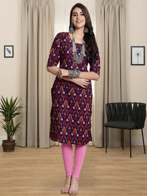 1 Stop Fashion Women Printed Straight Kurta(Multicolor)