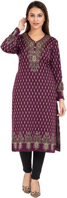 Rosary Women Printed Straight Kurta(Maroon)
