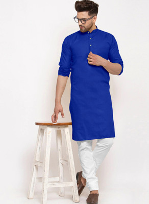 JENZEE Fashion Men Solid Straight Kurta(Blue)