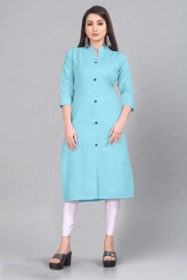 Caitri Retail Women Self Design Straight Kurta(Light Blue)