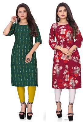 SAIKRUPA FASHION Women Printed Straight Kurta(Multicolor)