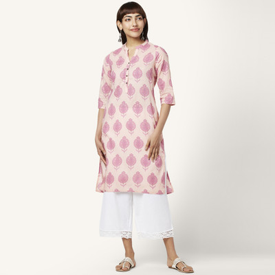 Rangmanch by Pantaloons Women Printed Straight Kurta(Pink)