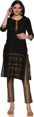 Sais Women Printed Straight Kurta(Black)