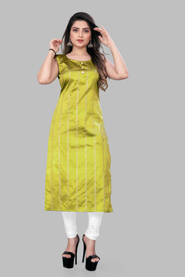 HB Fashion Women Self Design A-line Kurta(Yellow)
