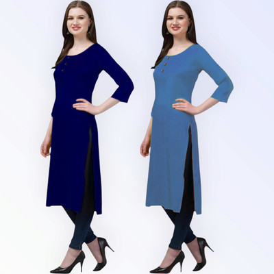 Coft Women Solid Straight Kurta(Multicolor)