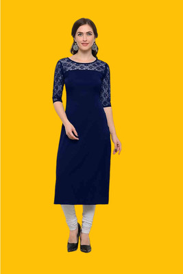 Maheshvi Women Solid Straight Kurta(Dark Blue)