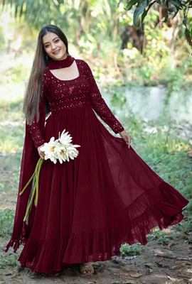 VAANU THE FASHION HUB Flared/A-line Gown(Purple)
