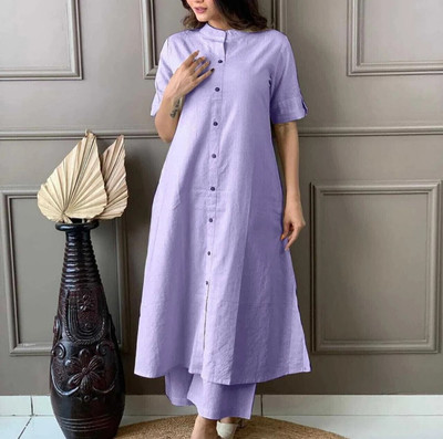 SHIRIN CREATION Women Printed A-line Kurta(Purple)
