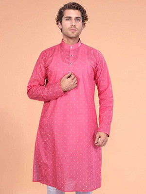 SPTextileHub Men Printed Straight Kurta(Red)