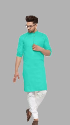 VINAARI Men Solid A-line Kurta(Green)