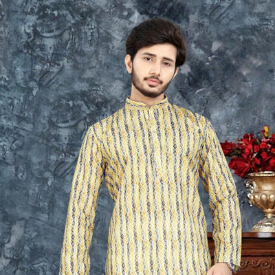 DIAMOND CLUSTER Men Printed Straight Kurta(Multicolor)