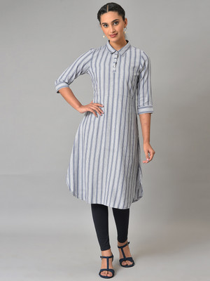 Aurelia Women Solid A-line Kurta(Blue)