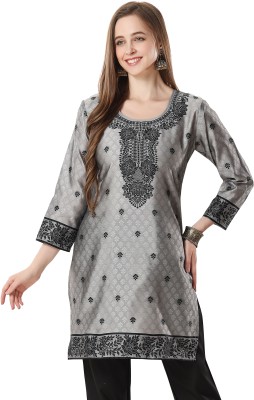 Meher Impex Women Embroidered Straight Kurta(Grey)