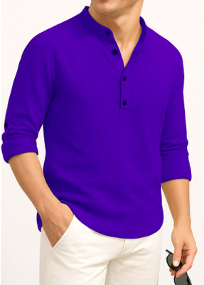 DENEEJA Men Self Design A-line Kurta(Red)