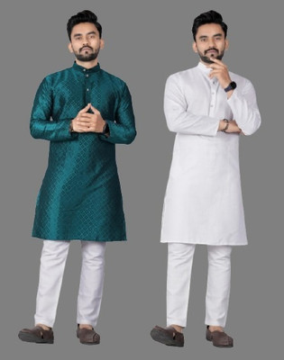 DHASU TRENDZ Men Self Design Straight Kurta(Multicolor)