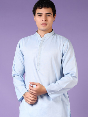 V-MART Men Solid A-line Kurta(Blue)