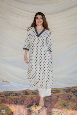 brijmumta Women Printed A-line Kurta(White)