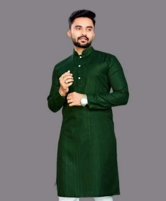 GalaxyZone Men Solid A-line Kurta(Green)