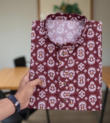 MOXTE Men Printed Straight Kurta(Maroon, White)