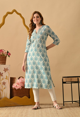 JASORIYA Women Printed A-line Kurta(Blue)
