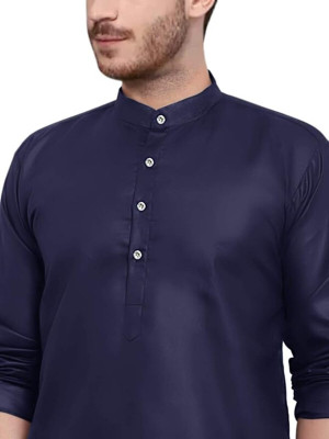 Metro Traders Men Solid Straight Kurta(Dark Blue)