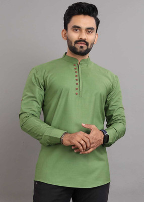 RADHE RADHE Men Solid Straight Kurta(Green)