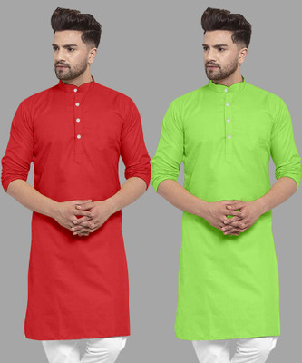 UDANIENTERPRISE Men Solid Straight Kurta(Light Green)