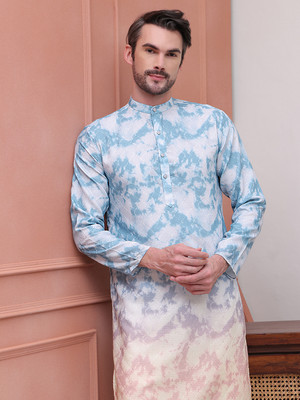 ANOUK Men Embroidered Straight Kurta(Blue)