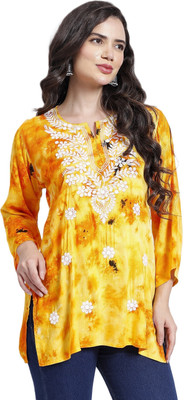 Wearaholic Women Printed Straight Kurta(Yellow)