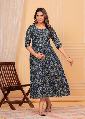 Priyas Creation Women Printed Flared Kurta(Multicolor)