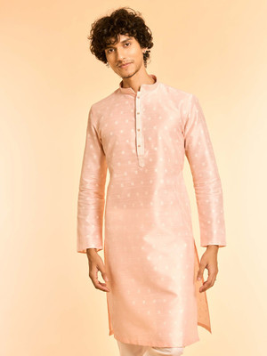 DIWAS by Manyavar Men Embroidered Straight Kurta(Pink)