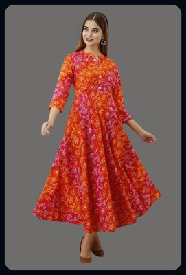 RACHNA FASHION Women Printed Anarkali Kurta(Orange)