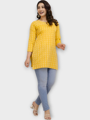 Khwaish Women Printed Anarkali Kurta(Yellow)