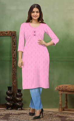 NEW SHINE FASHION Women Striped A-line Kurta(Light Blue)