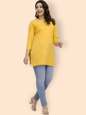 Khwaish Women Printed Anarkali Kurta(Yellow)