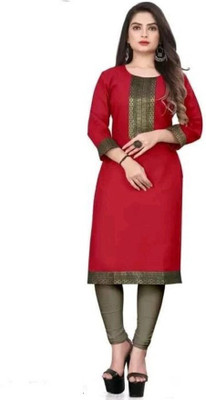 mahi creation Women Self Design Straight Kurta(Red)