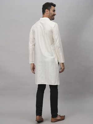 SWAGG INDIA Men Solid Straight Kurta(White)